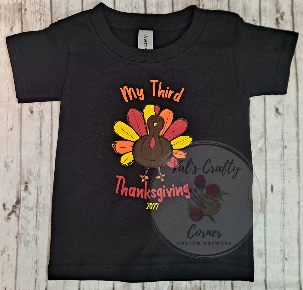 Youth Thanksgiving Doodle Turkey T-Shirt