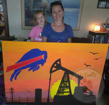 Load image into Gallery viewer, Buffalo Bills &amp; Oil Rig Sunset Painting

